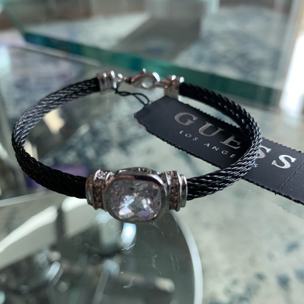 Guess Black steel and crystal bracelet NWT